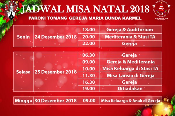 Jadwal Misa Natal 2018