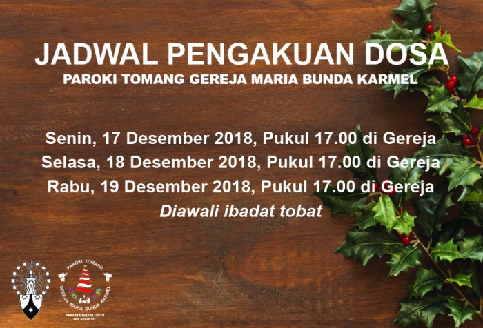 Jadwal Pengakuan Dosa Natal 2018